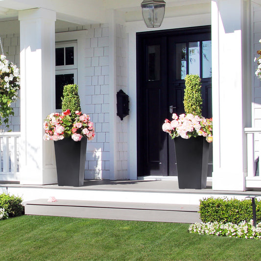 High Front Porch Planter Pots with Drainage Holes Auto Watering