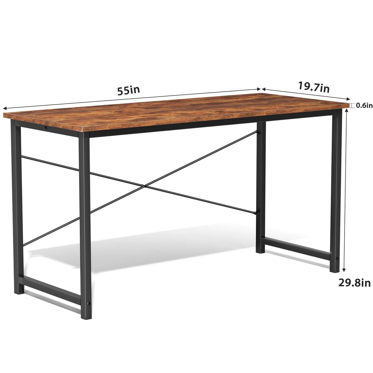 Computer Office Desk With Metal Frame Wood Tabletop