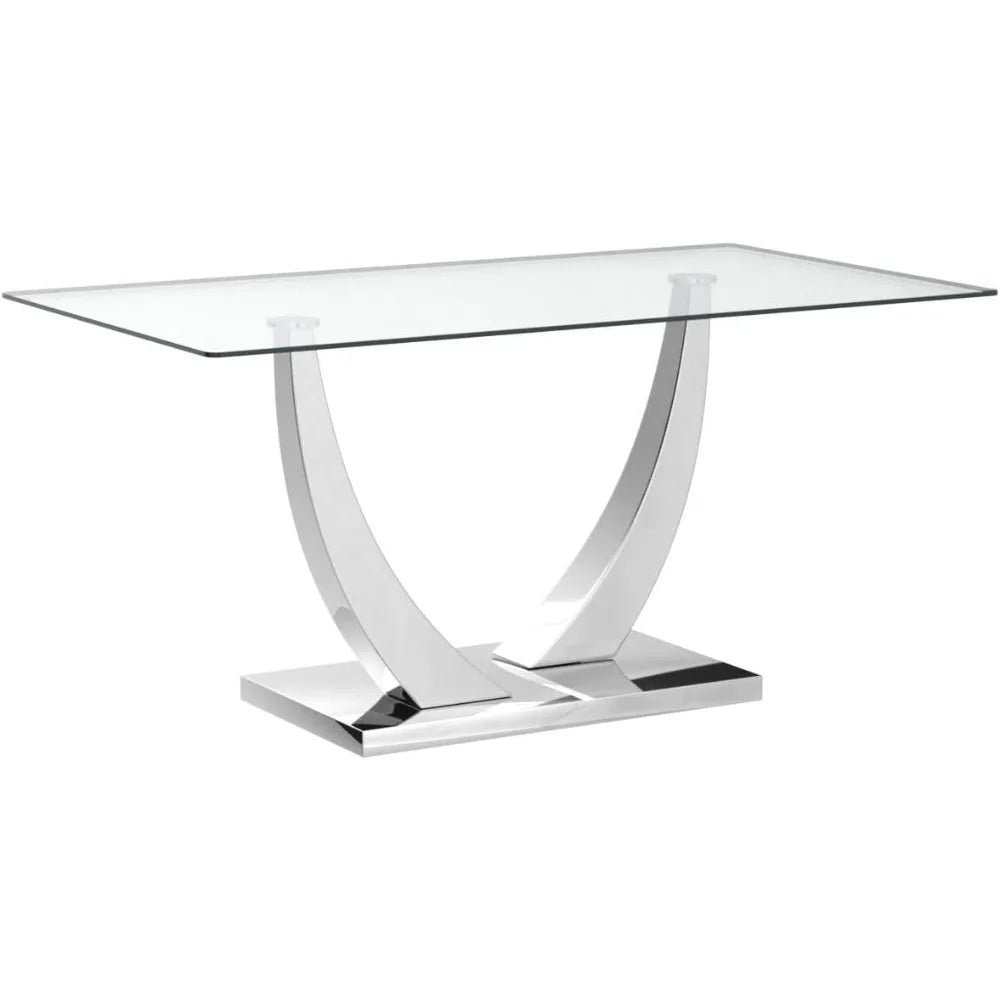 Modern Rectangular Tempered Glass Dining Table
