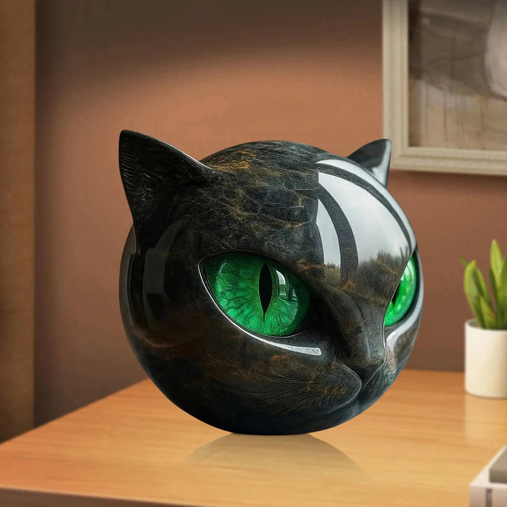 Luxury Stone Sculpture Ornament Black Cat Figurine