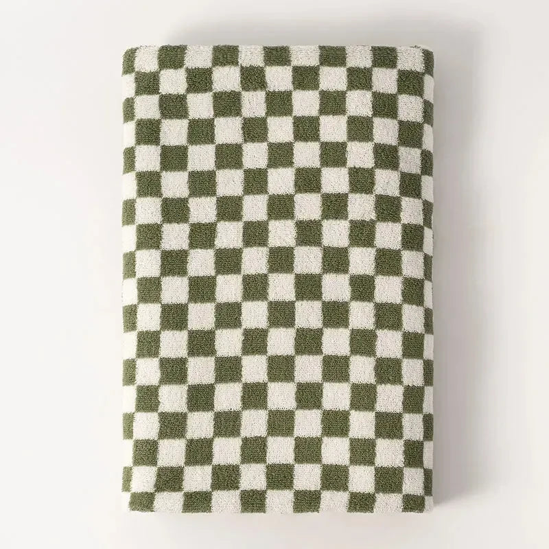 Vintage Plaid Bath Towel Checkerboard