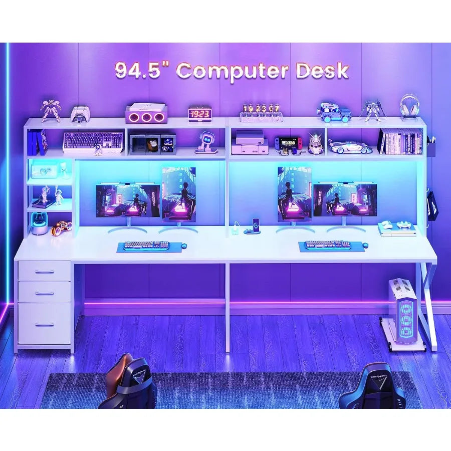 Corner Computer Desk with Storage Drawers
