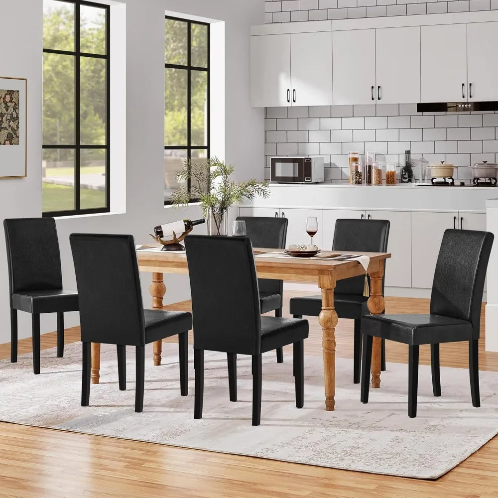 Dining Chairs Set of Faux Leather and Rubberwood Legs and Padded Seat