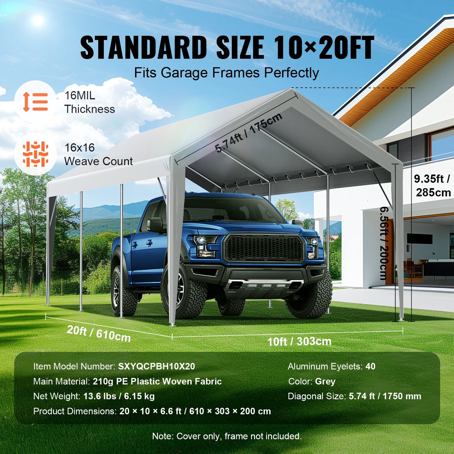 Heavy-Duty Carport Replacement Canopy Cover