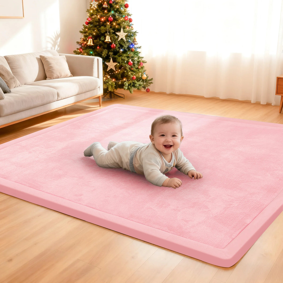 Large Play Mat Memory Foam Soft Velvet Nursery Rug