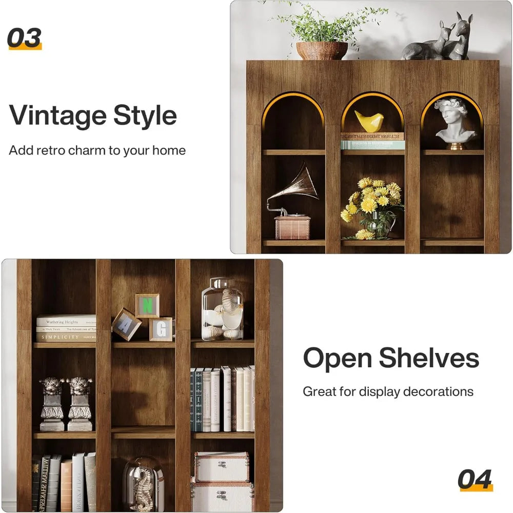 Vintage Mid Century Modern Bookcase with Open Shelves