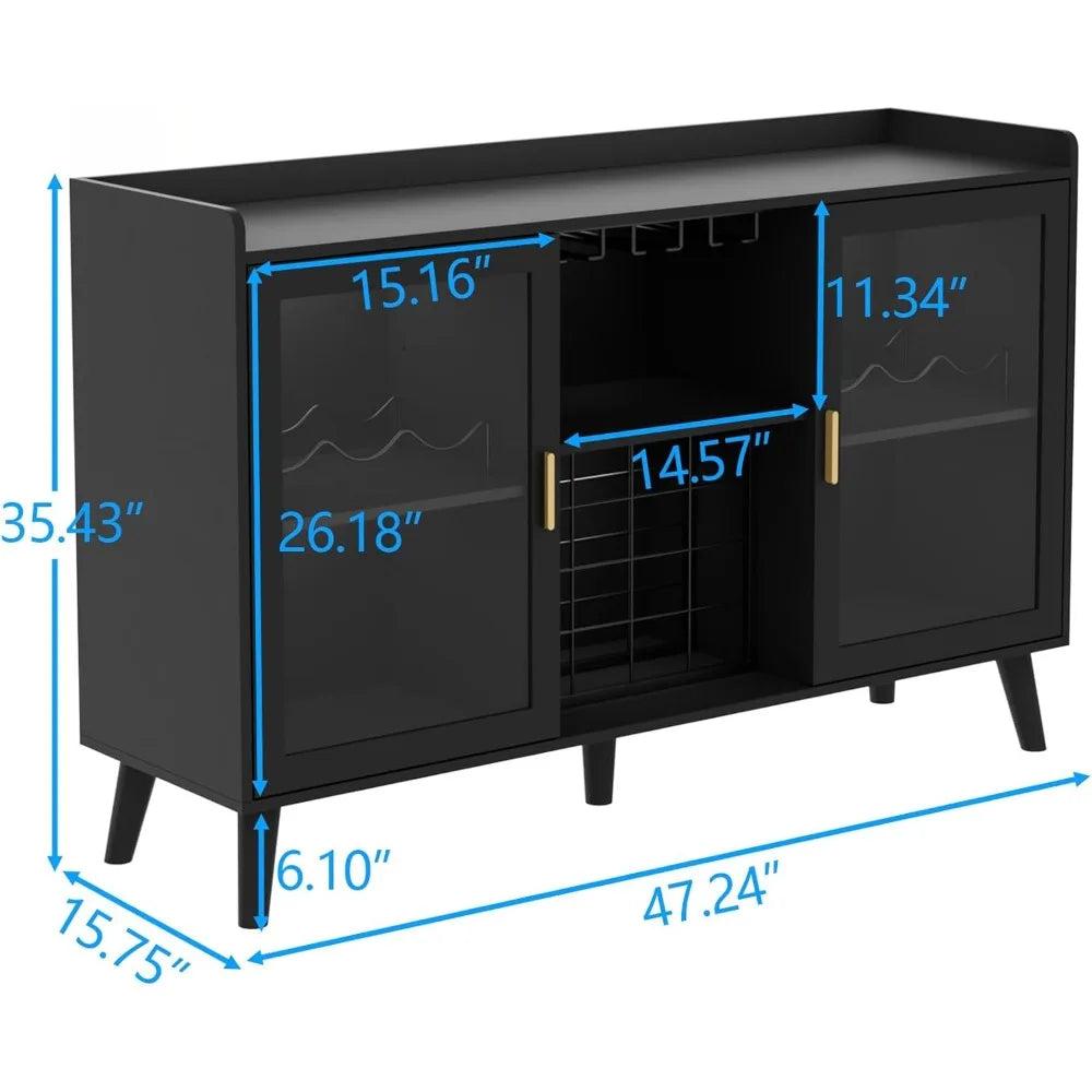 LED Light Wine Bar Cabinet with Rack And Glass Holder