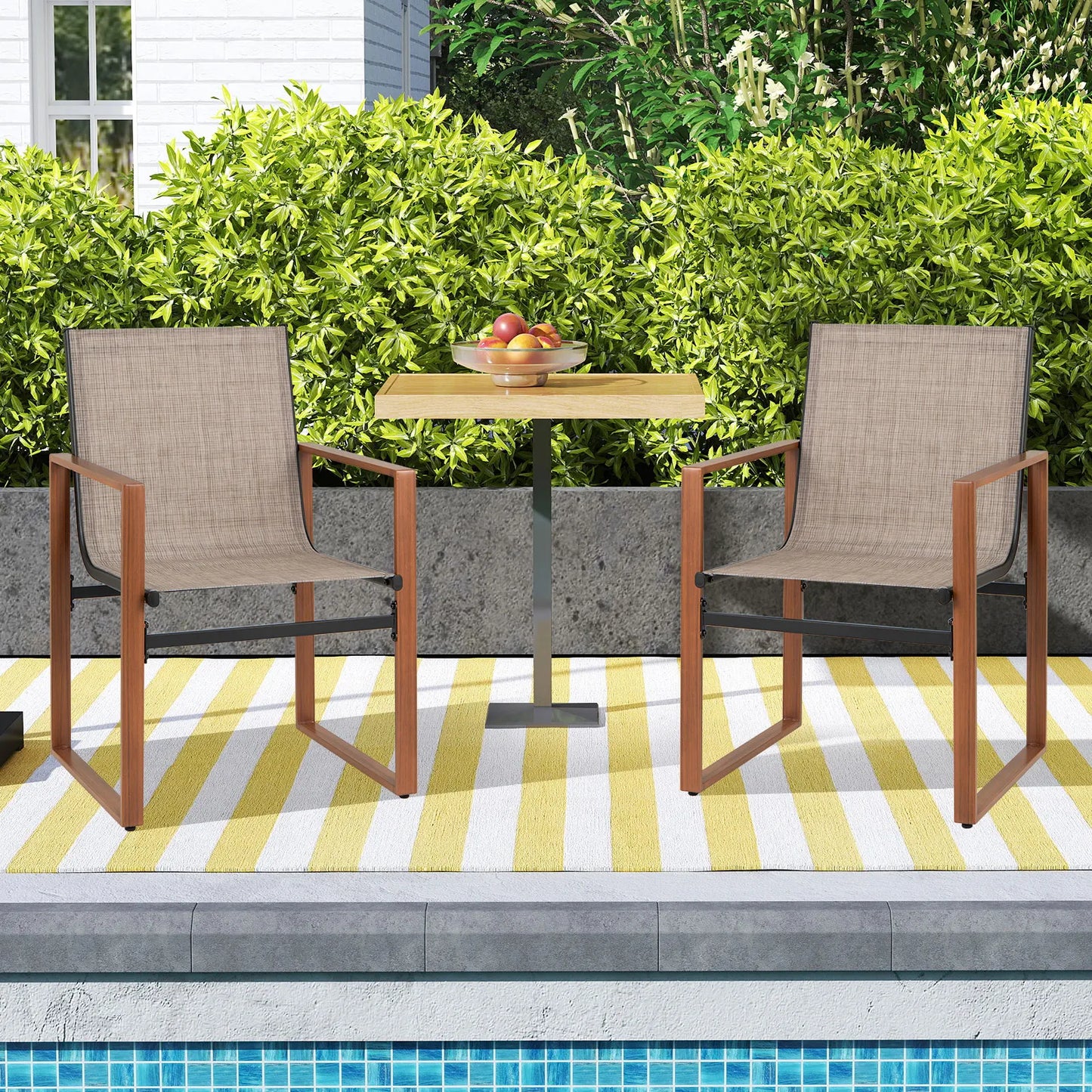 Outdoor Patio Furniture Chair w/ Breathable Seat & Backrest