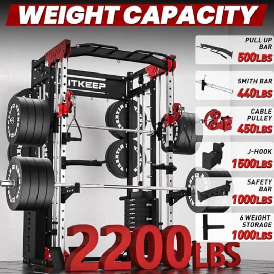 Weight Stacks 6-in-1 Power Rack Crossover Pull-Up Dip Station