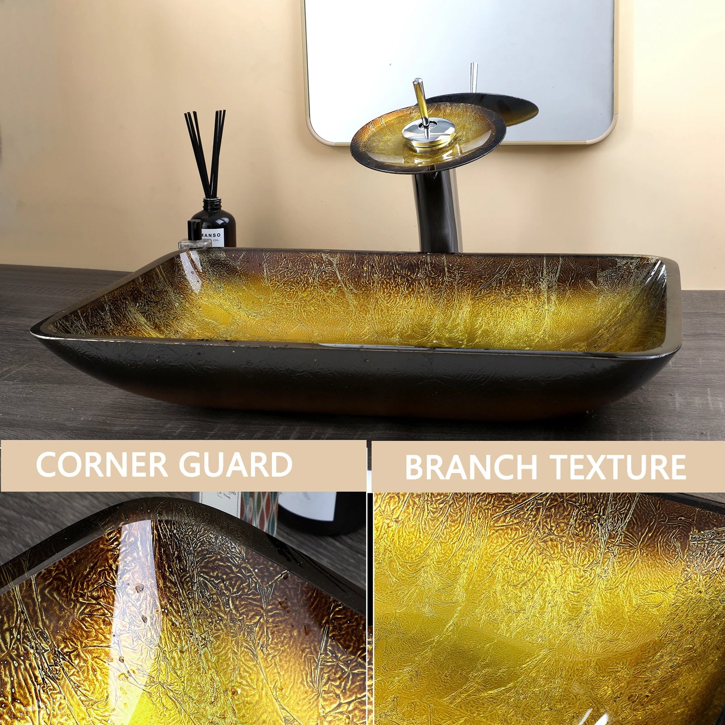 Big Tempered Glass Basin Sink