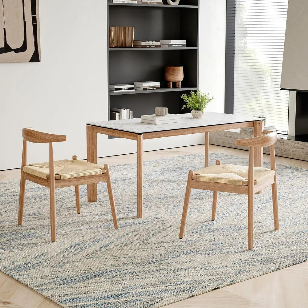 Mid Century Modern Solid Wood Dining Chairs Set