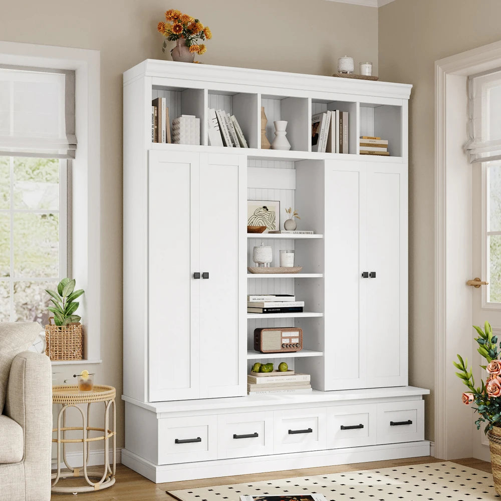Hall Entryway Storage Organizer Cabinet with Bench