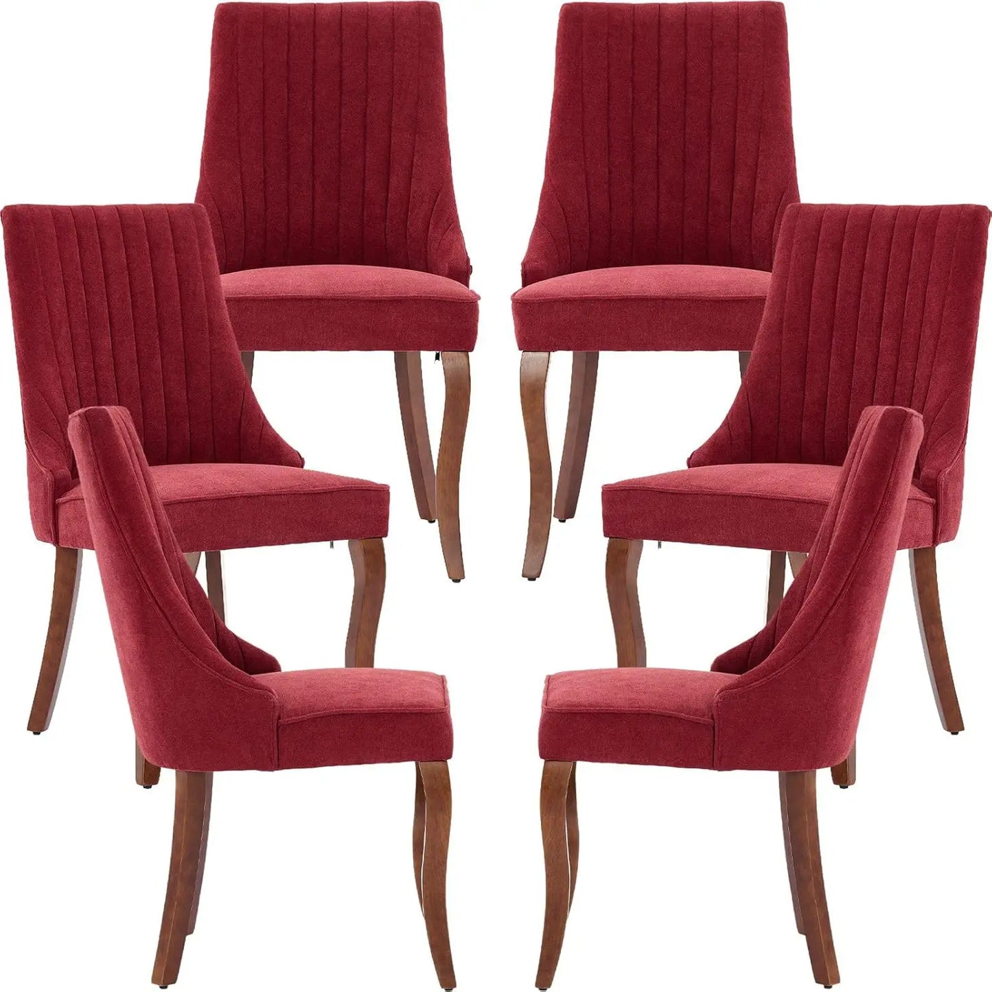 Velvet Upholstered Dining Chairs Set of 6 Mid Century