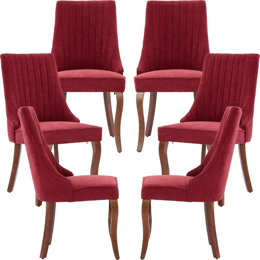 Velvet Upholstered Dining Chairs Set of 6 Mid Century