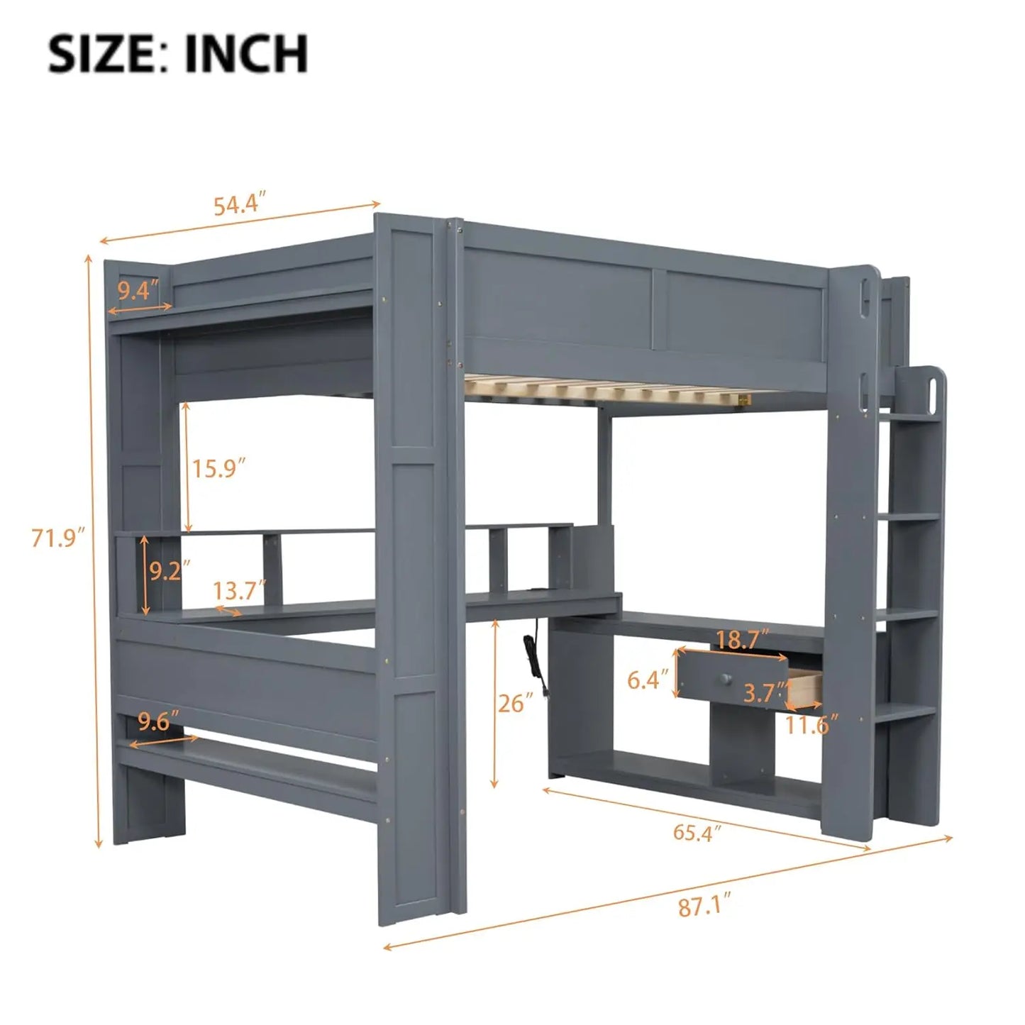 Full Wood Gaming Loft Bed