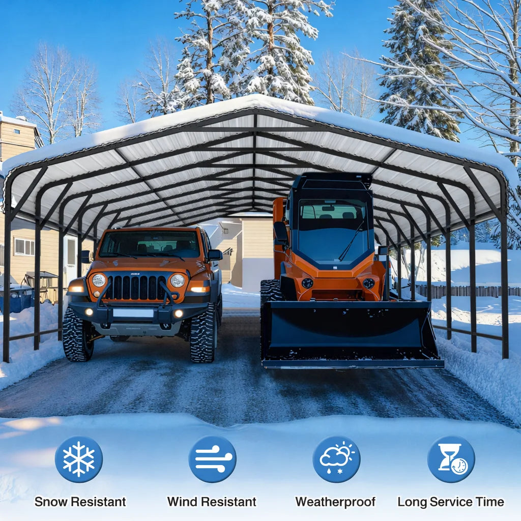 Heavy Duty Multi-Size Metal Carport w/ Enhanced Base