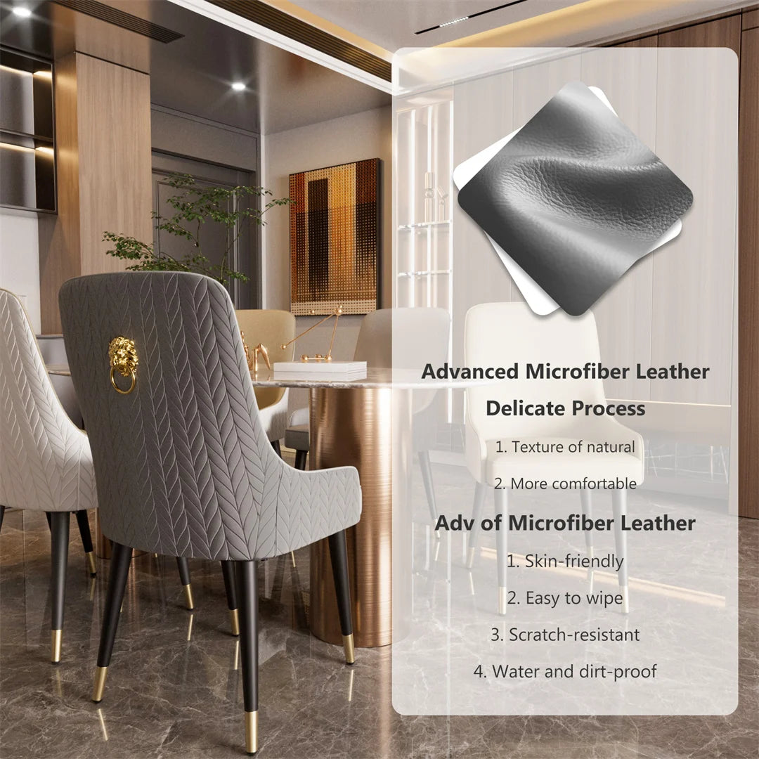 Luxury Microfiber Leather Leisure Chairs with Lion Knocker