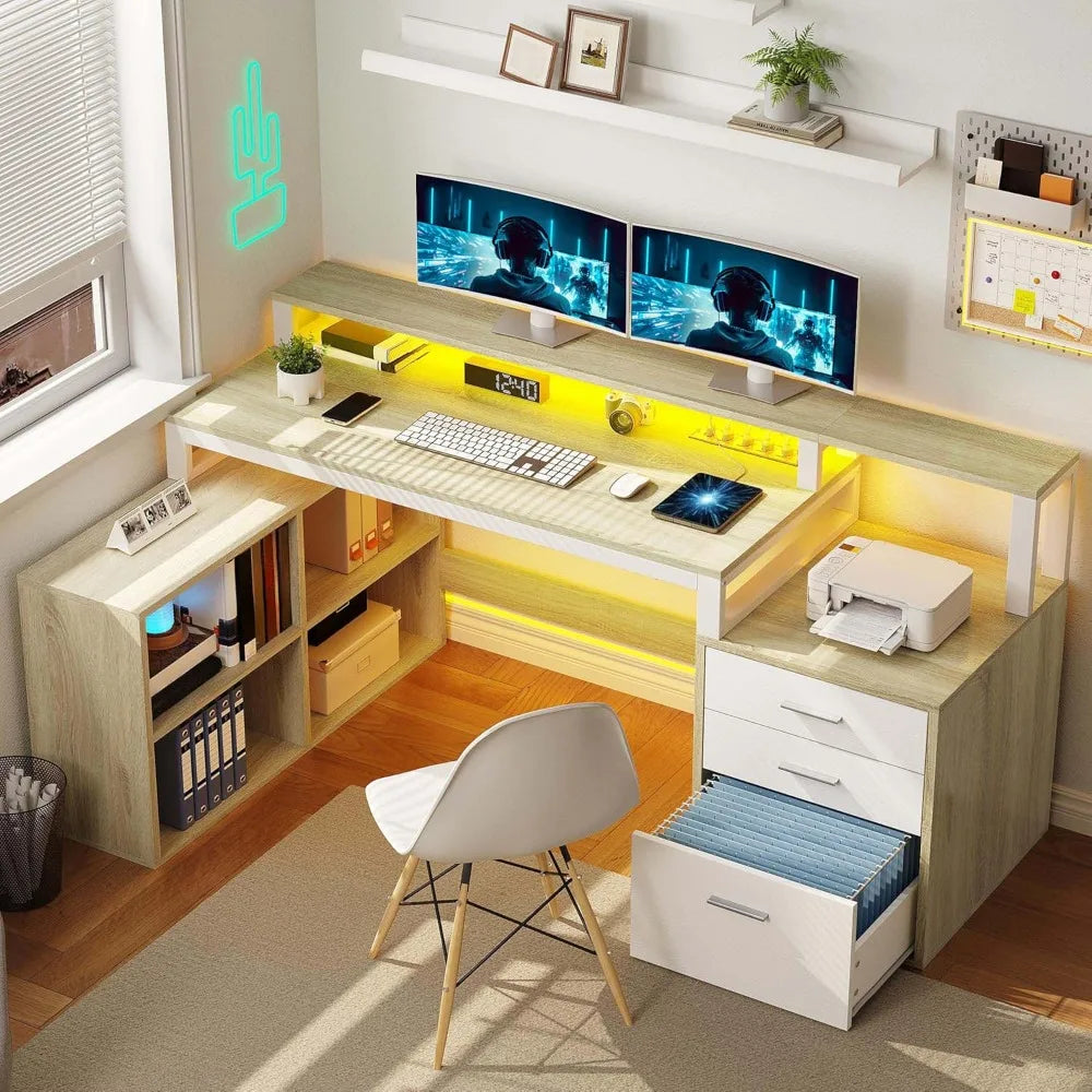 L Shaped Desk with Drawers