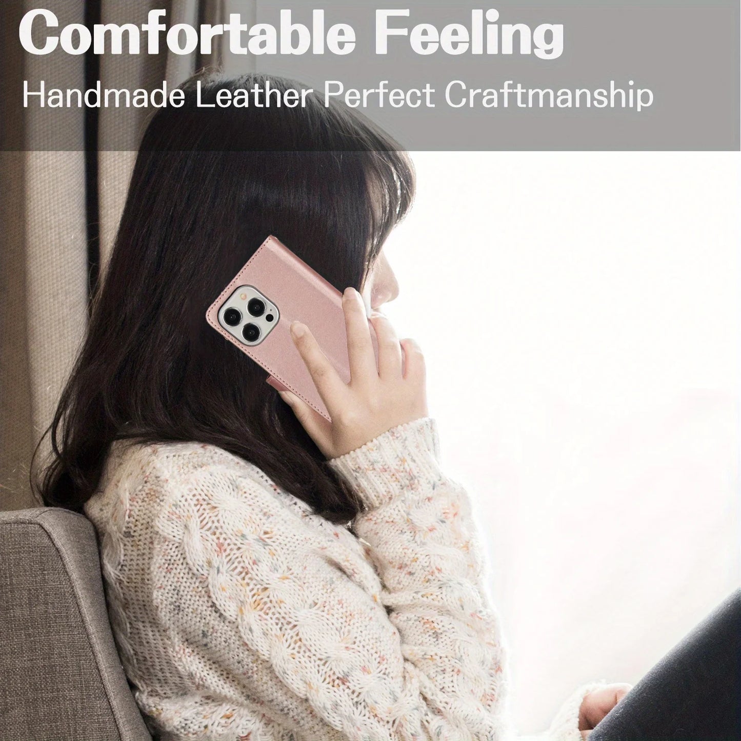 Cross-body PU Leather Wallet Flip Case with Zipper Card Slot