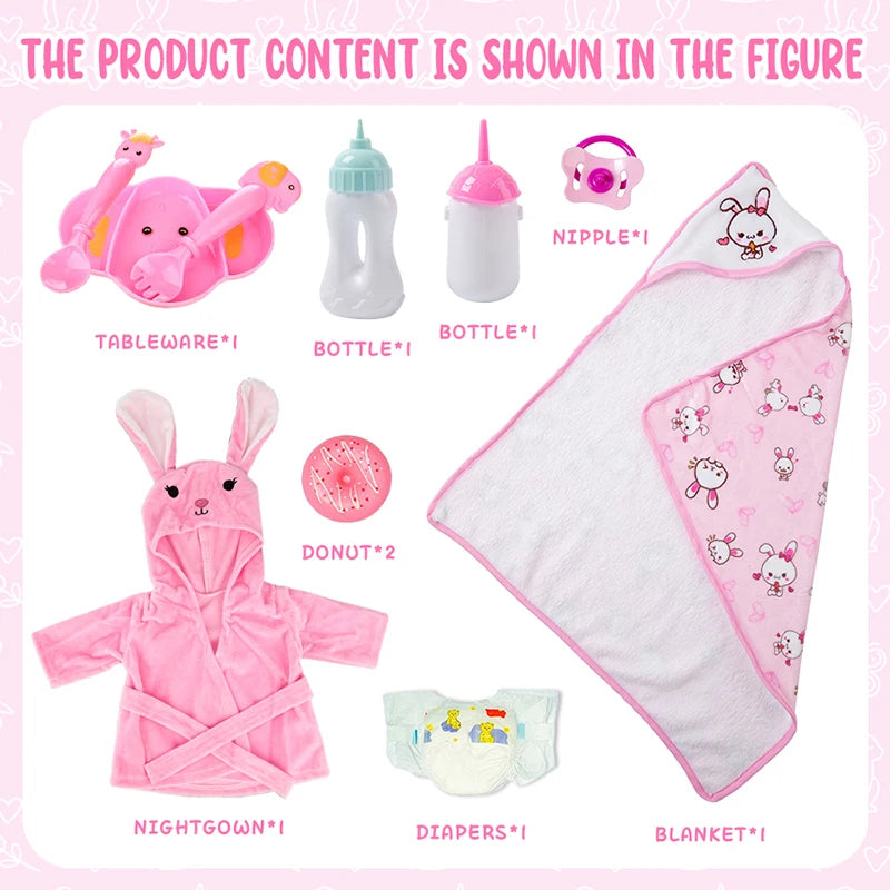 Reborn Doll Holding Blanket Rabbit Pajamas