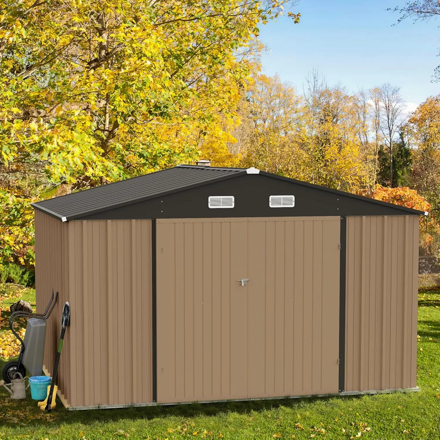 Outdoor Metal Storage Shed with Lockable Door