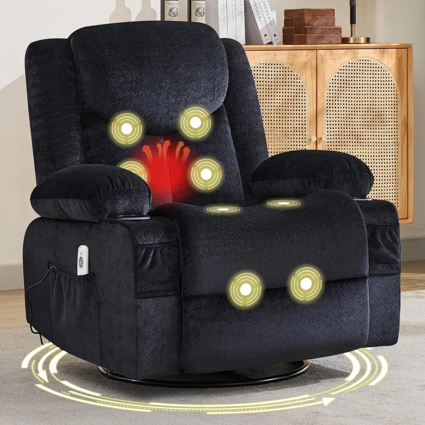 Swivel Recliner Chair w/ Massage & Heat