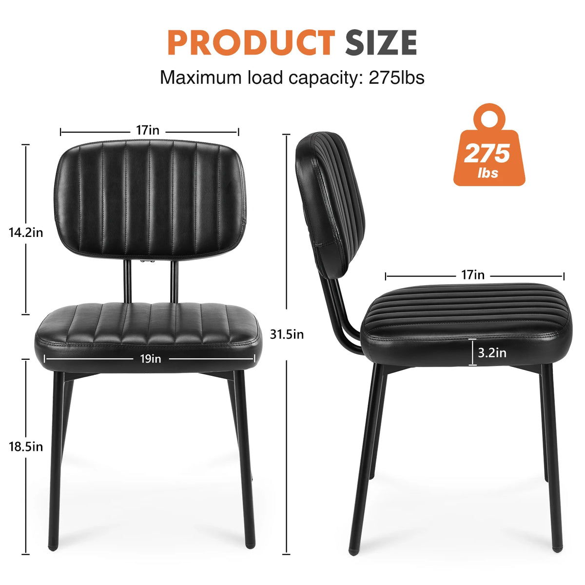 Ergonomic Lumbar Support PU Leather Foam Sponge Cushion Seat and Metal Legs