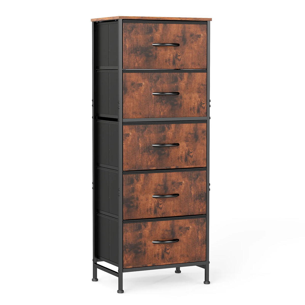 Removable Fabric Bins Sturdy Steel Frame Wood Top Organizer