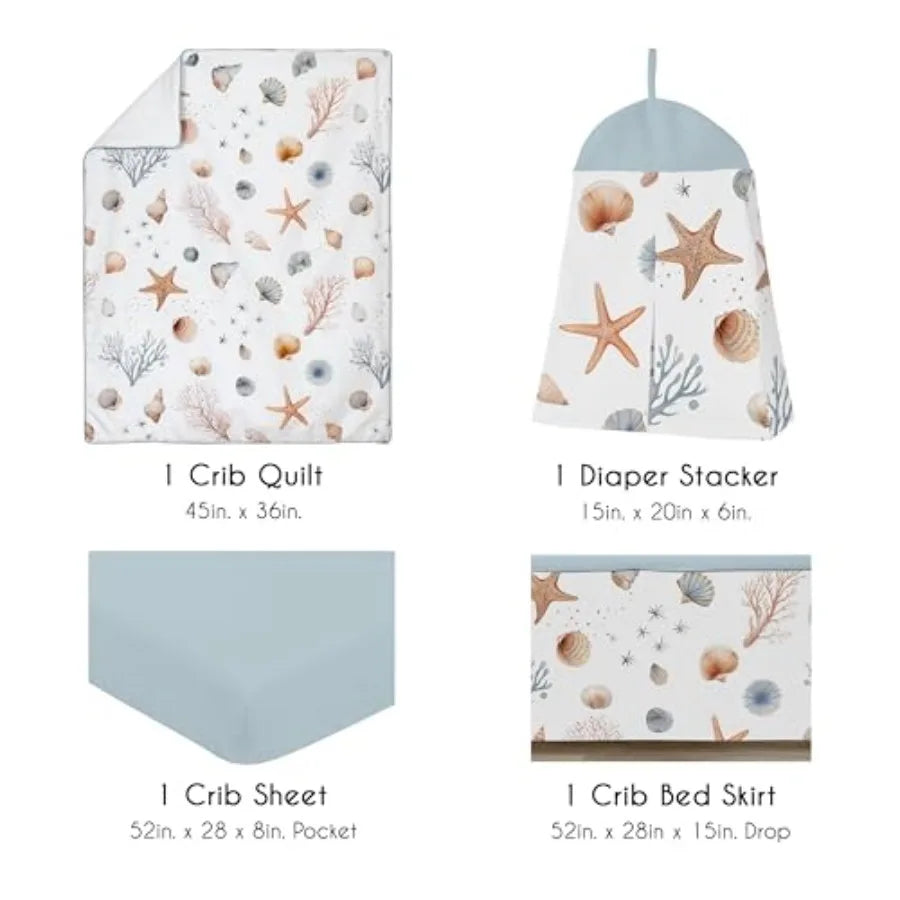 Baby Crib Bedding Set - Ocean Seashells