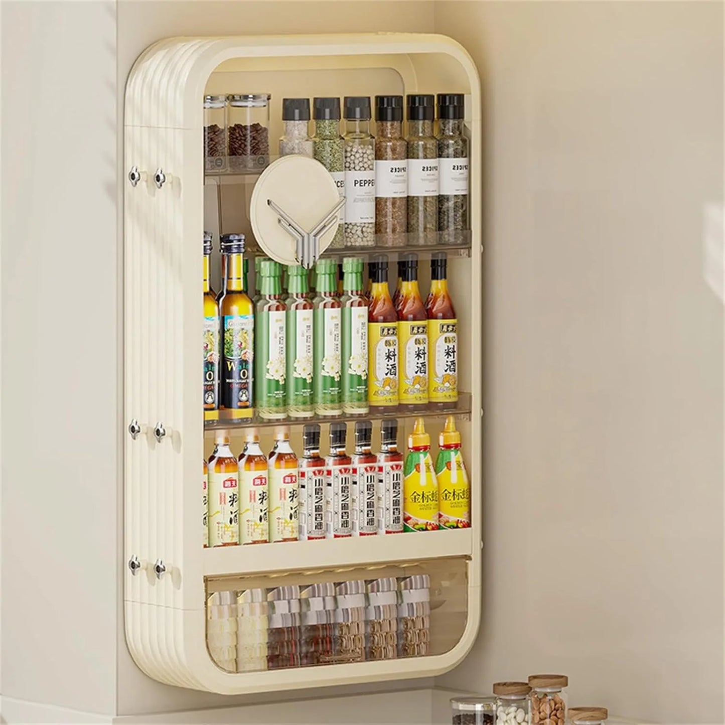 Wall Mount Makeup Organizer,Adhesive Shelf Bathroom Shelves for Wall, Perfume Organizers with Tissue Hole No Drilling Hang Walls