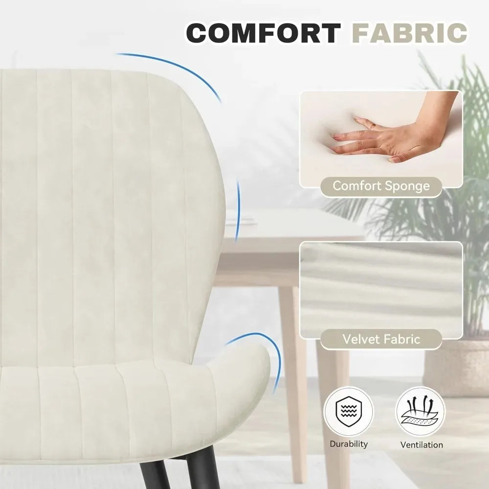 Upholstered Modern Fabric Dining Chairs with Thick Cushions