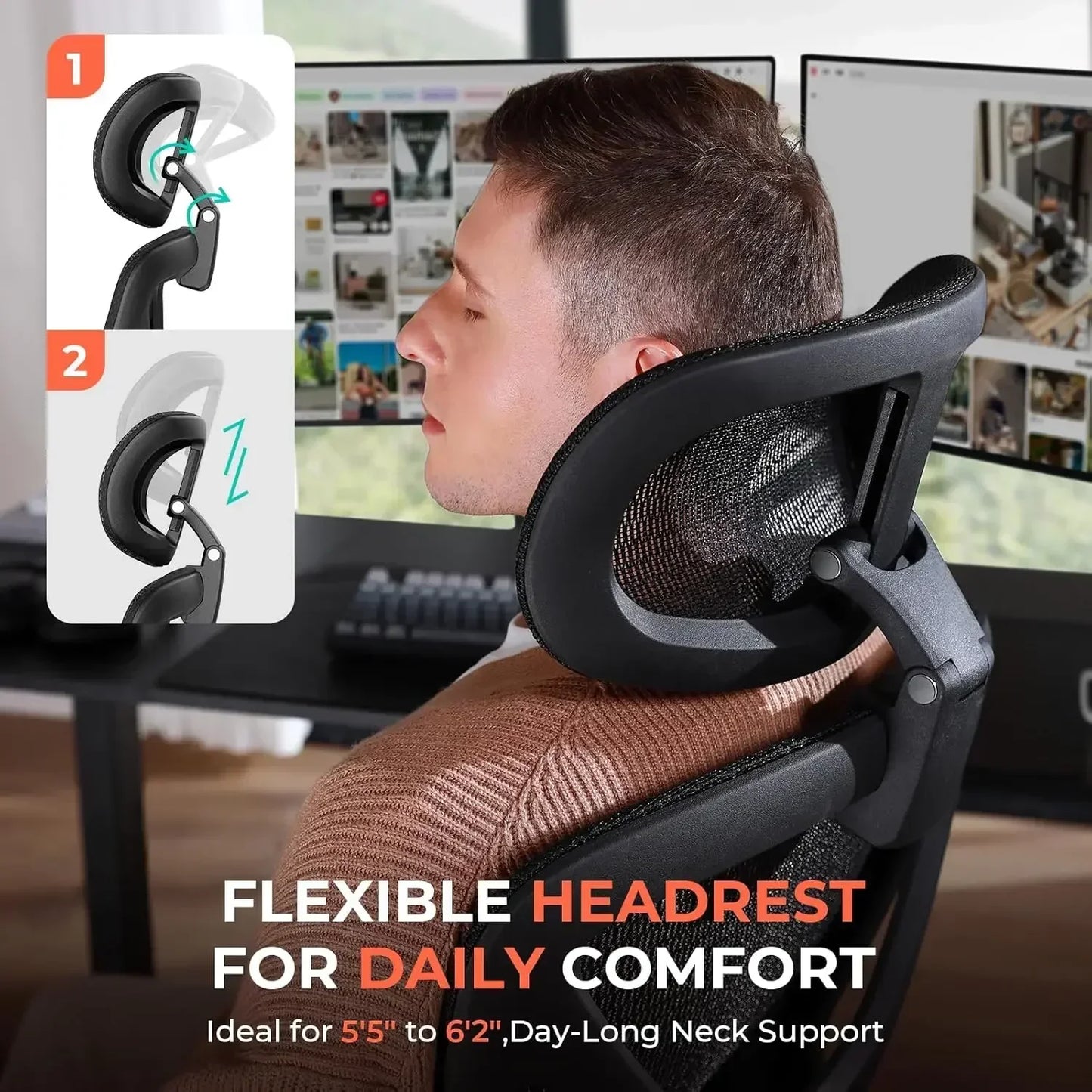 Ergonomic Mesh Office Chair with 3D Headrest