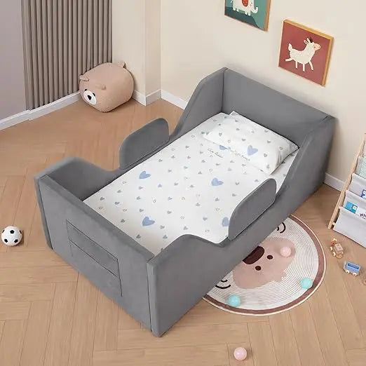 Removable Rail Standard Crib Floor Bed with Storage