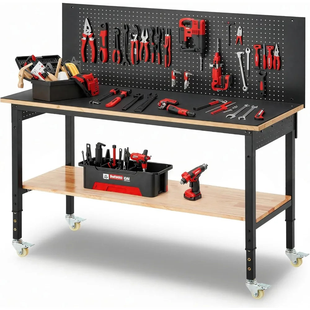 Heavy Duty Adjustable Workstation with USB Power Outlets/Wheels