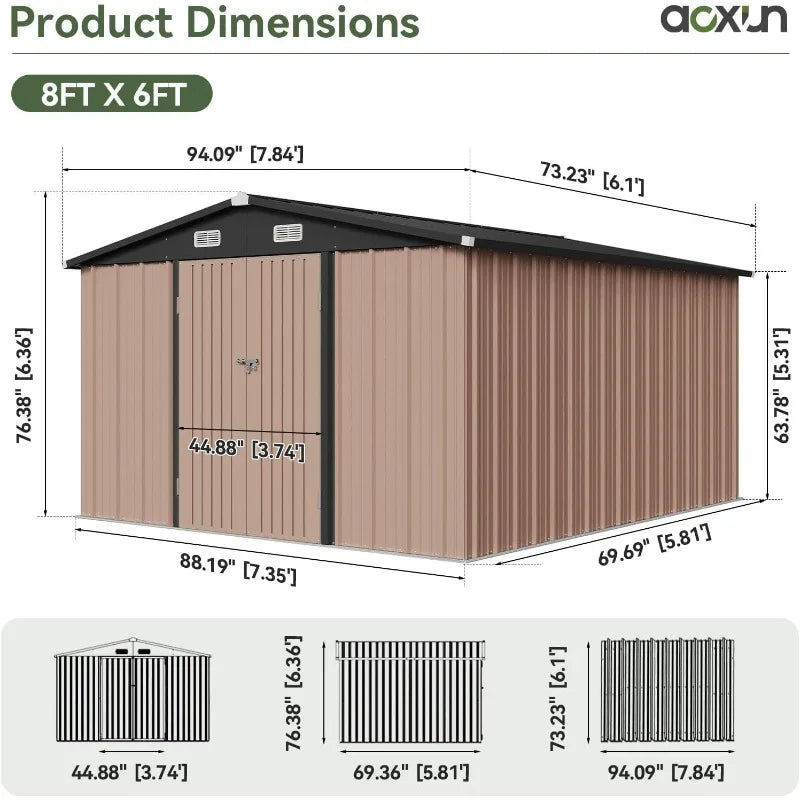 Outdoor Steel Shed Garden Utility Cabinet with Lockable Door Waterproof & Rust-Proof