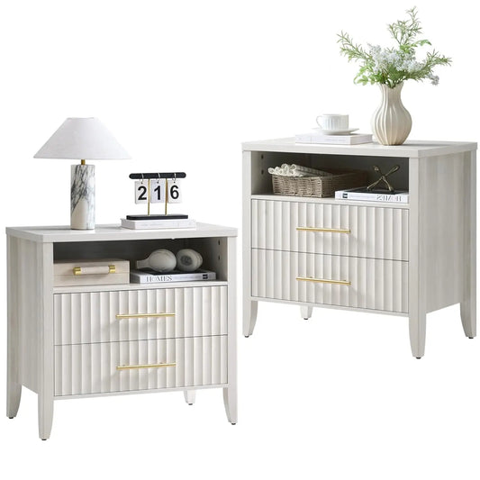 Modern Fluted Queen Nightstand End Table