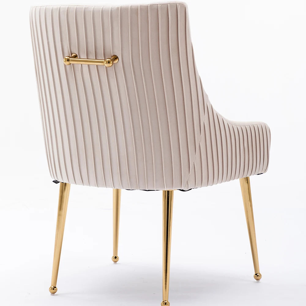 Modern Glam Vanity Buckle Pleated Velvet Dining Chair