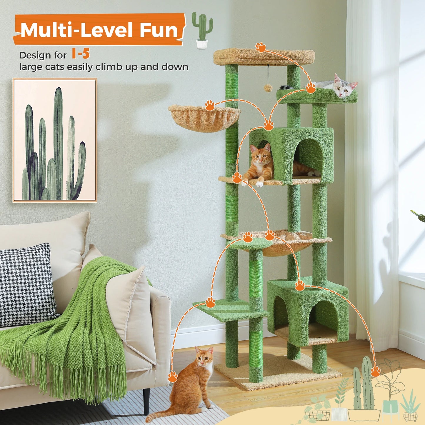 Multi-Level Plush Cat Condo with Scratching Posts