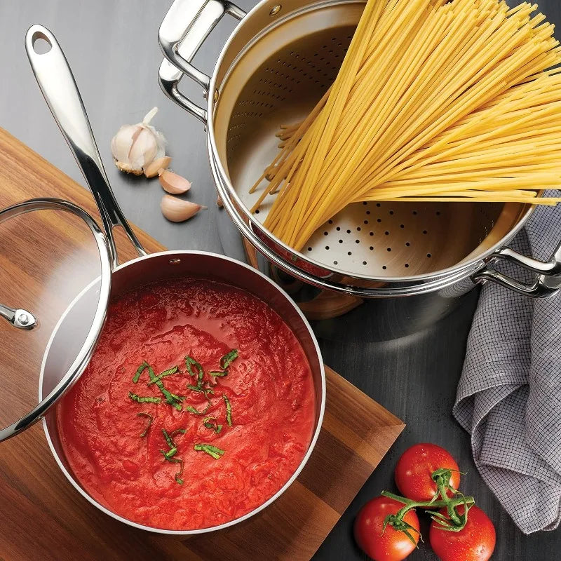 Cookware Set with Glass Lids, Pots and Pans