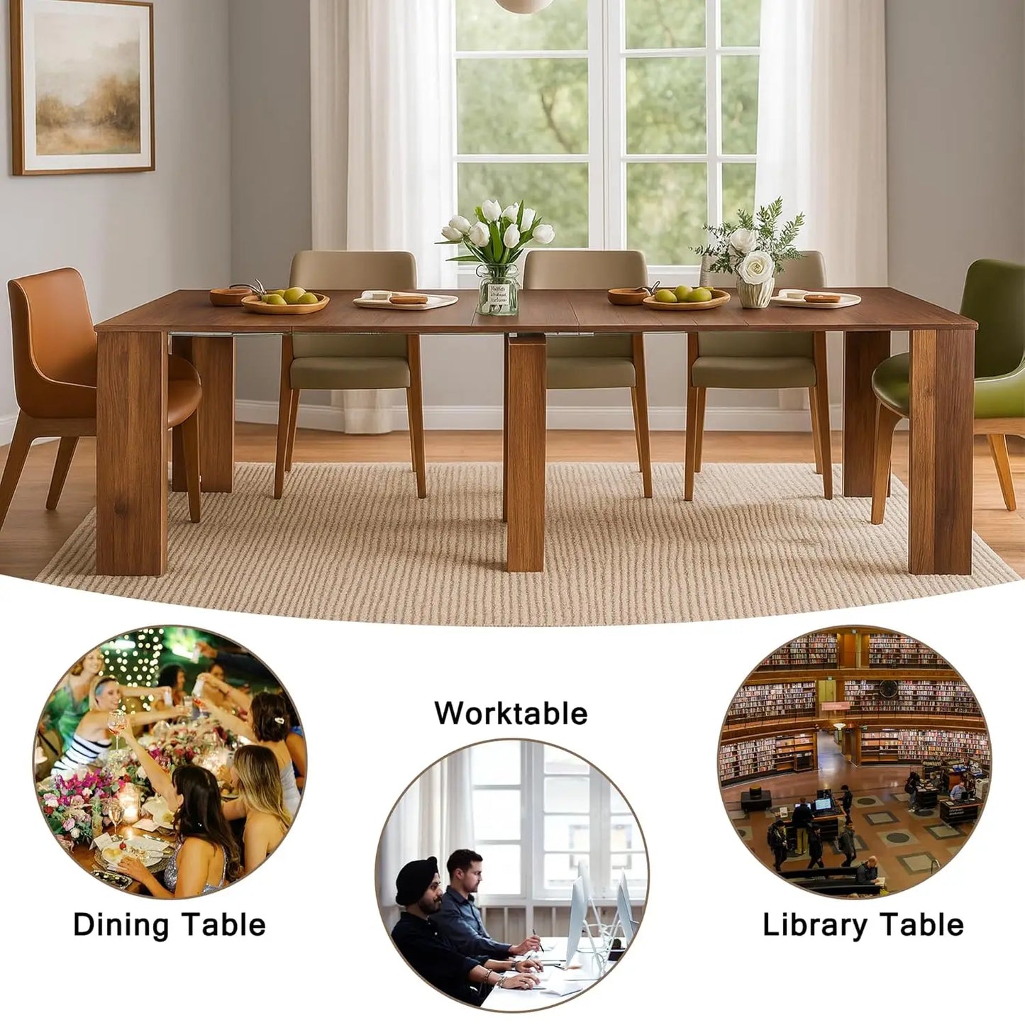 Space Saving Extendable Folding Console Dining Table