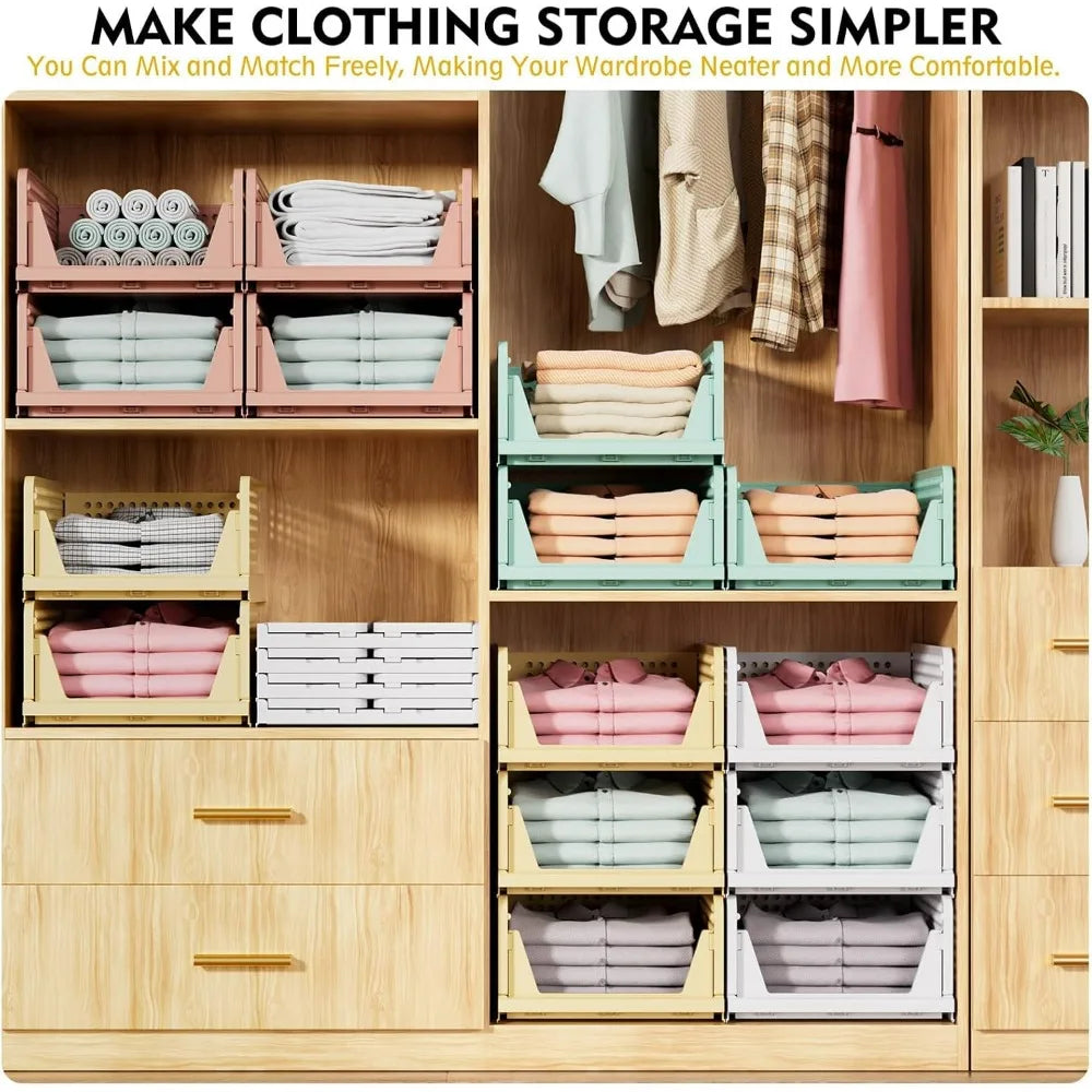 Stackable Closet Storage Basket Multifunctional & Foldable Closet Organizer