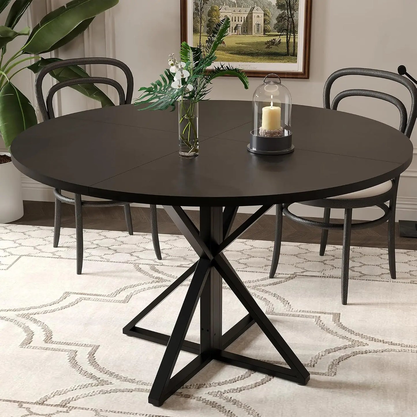 Heavy-Duty Metal Pedestal Dinner Table