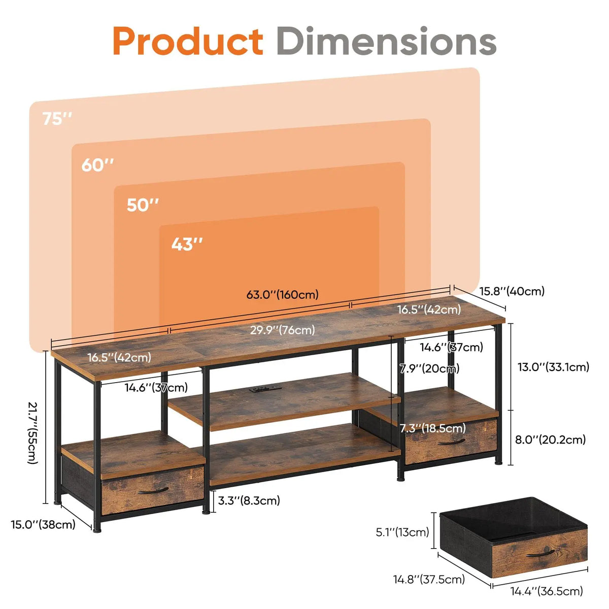 Tv Stand For Up To 75 Inch TV Entertainment Center