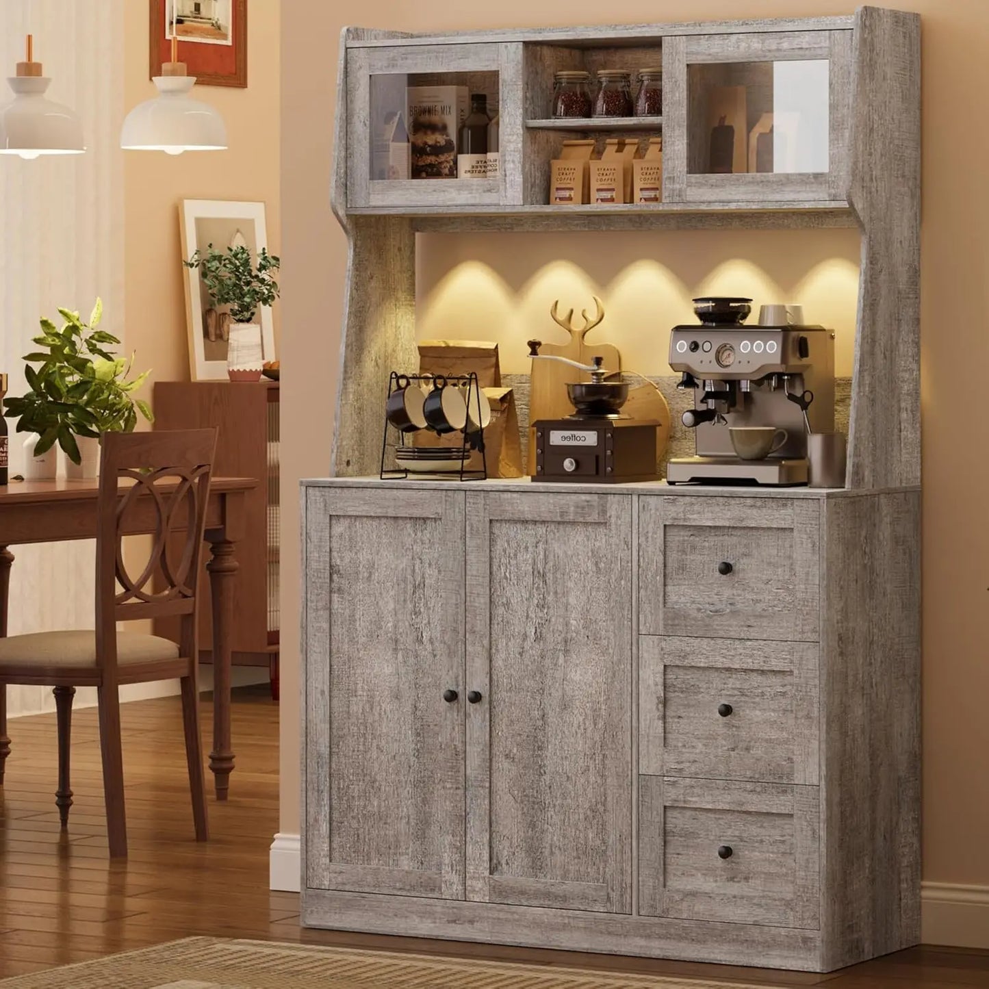 Tall Kitchen Pantry Cabinet with Adjustable Shelves