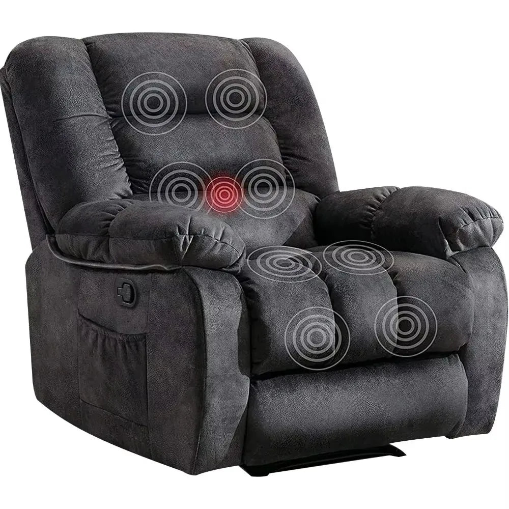 Living Room Overstuffed Heat Vibration Massage Recliner