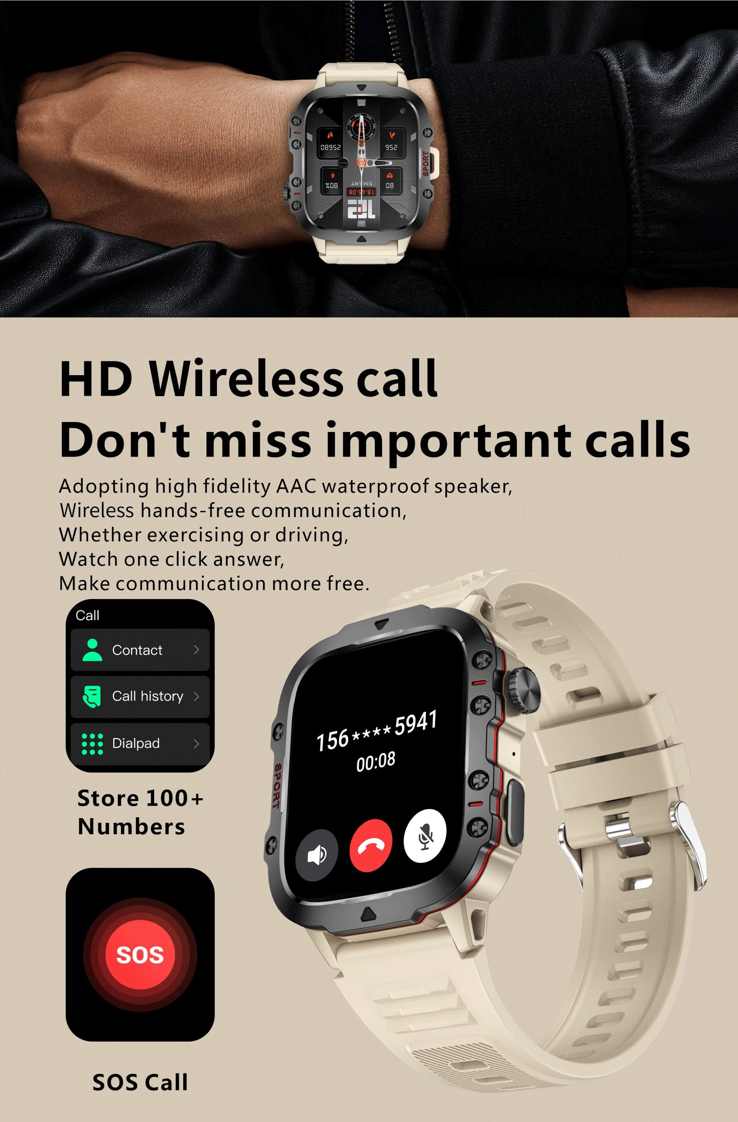 New For Xiaomi Military Smart Watch Outdoor Sports Fitness Tracker