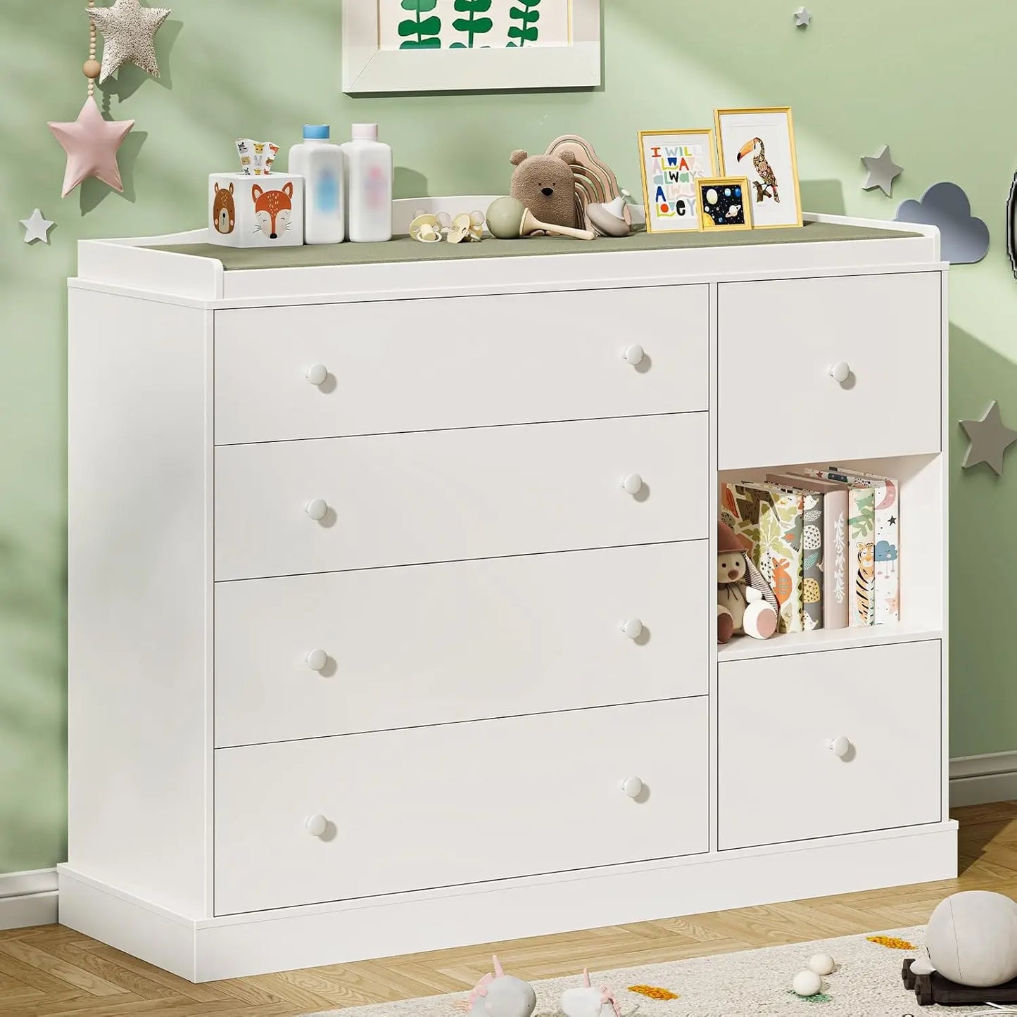 Dresser Cabinet with Changing Table for Nursery