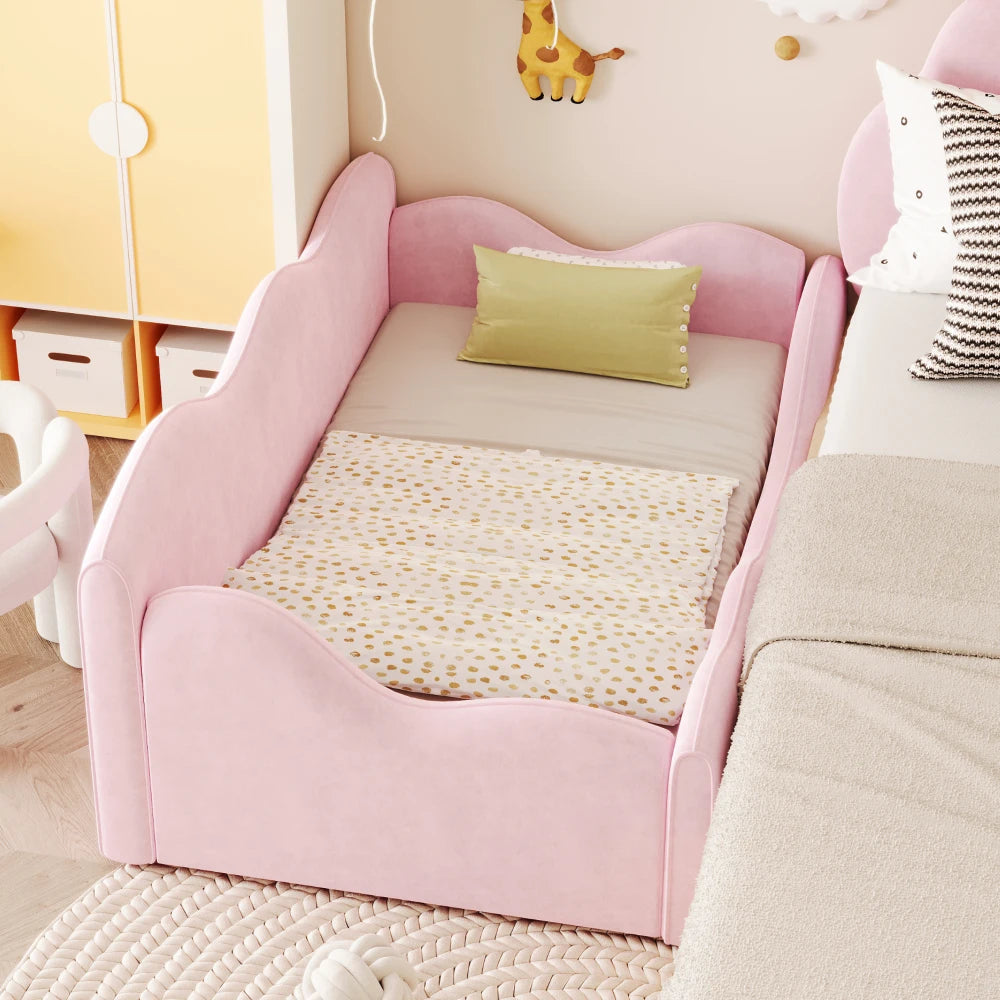 2-in-1 Daybed Design Upholstered Bed with Safety Guardrails