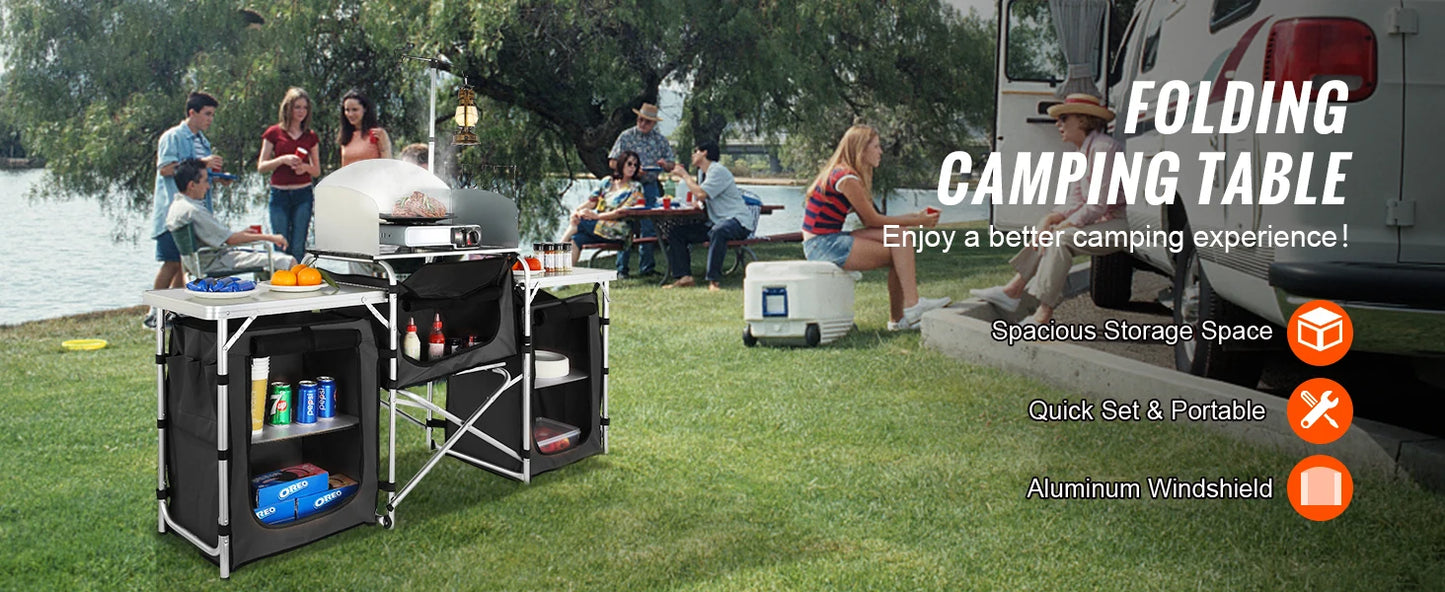 Outdoor Table Cabinet Foldable Cooking Storage Rack