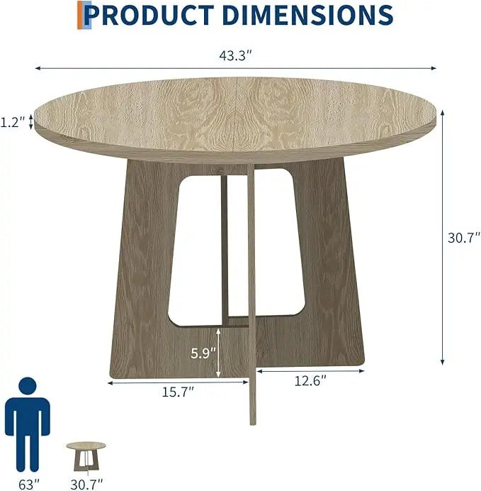 Round Dining Table with Cross Base